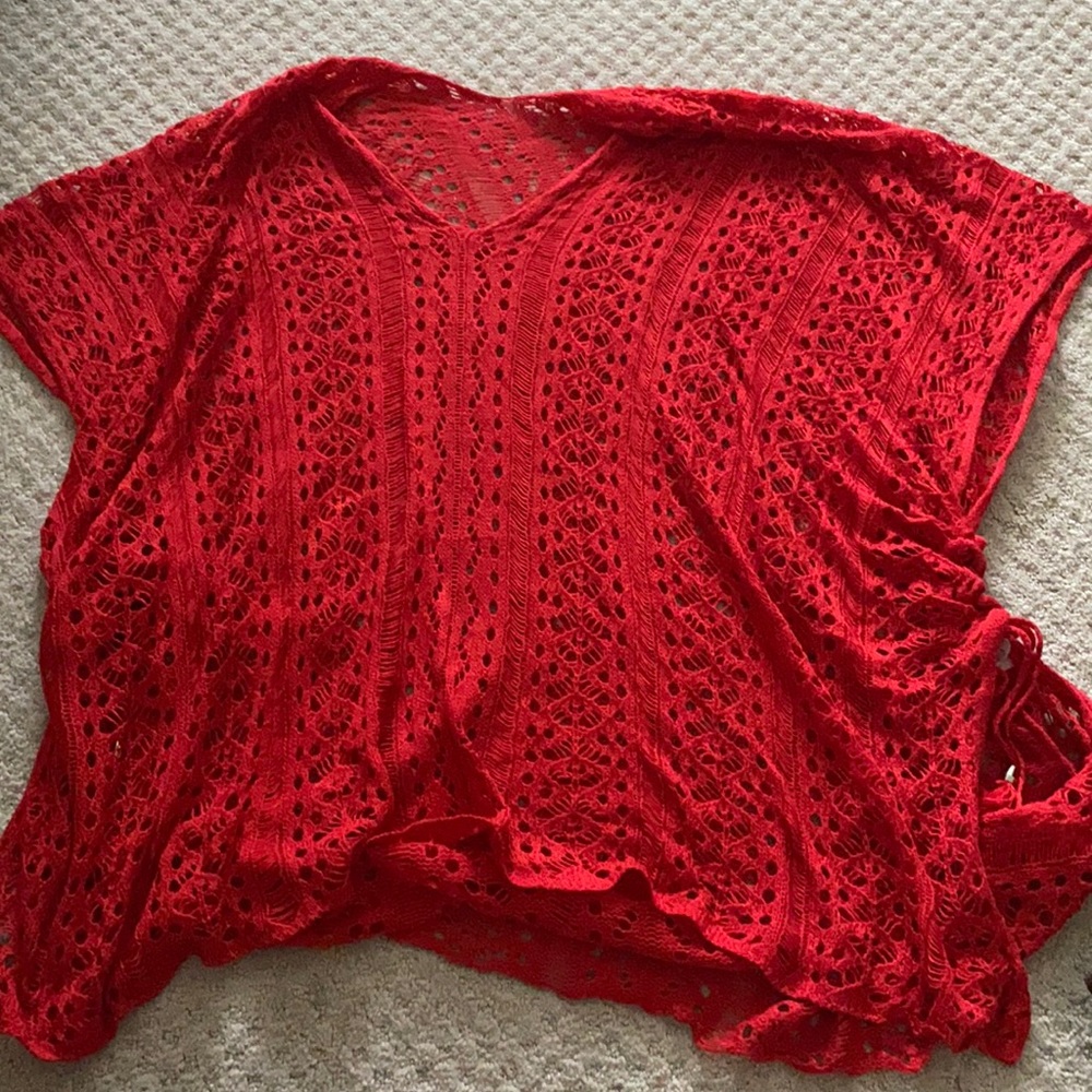Red crotchet cover up